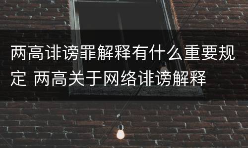 两高诽谤罪解释有什么重要规定 两高关于网络诽谤解释