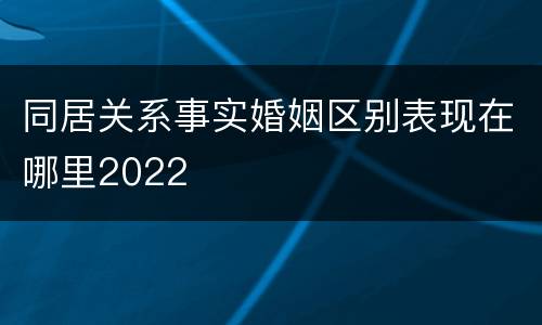 同居关系事实婚姻区别表现在哪里2022