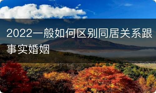 2022一般如何区别同居关系跟事实婚姻