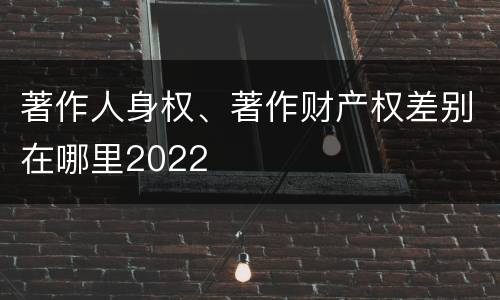 著作人身权、著作财产权差别在哪里2022