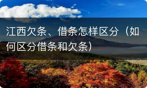 江西欠条、借条怎样区分（如何区分借条和欠条）