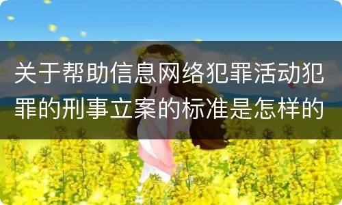 关于帮助信息网络犯罪活动犯罪的刑事立案的标准是怎样的