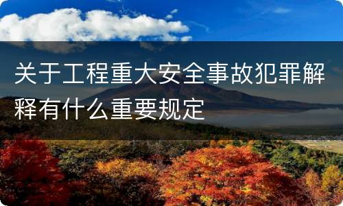 关于工程重大安全事故犯罪解释有什么重要规定