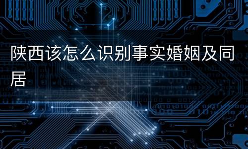 陕西该怎么识别事实婚姻及同居