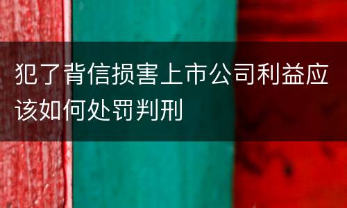 犯了背信损害上市公司利益应该如何处罚判刑