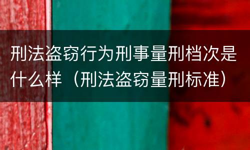 刑法盗窃行为刑事量刑档次是什么样（刑法盗窃量刑标准）