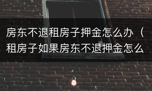 房东不退租房子押金怎么办（租房子如果房东不退押金怎么办）