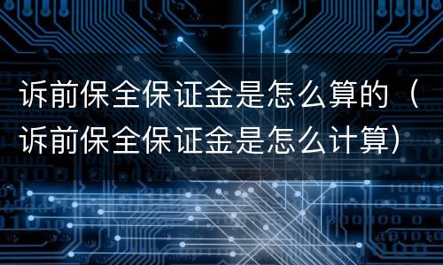诉前保全保证金是怎么算的（诉前保全保证金是怎么计算）