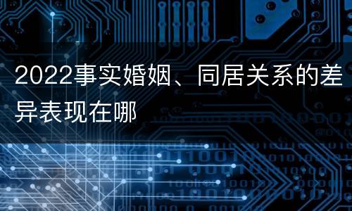 2022事实婚姻、同居关系的差异表现在哪