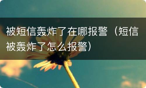 被短信轰炸了在哪报警（短信被轰炸了怎么报警）