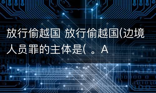 放行偷越国 放行偷越国(边境人员罪的主体是( 。A