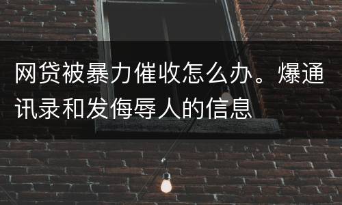 网贷被暴力催收怎么办。爆通讯录和发侮辱人的信息