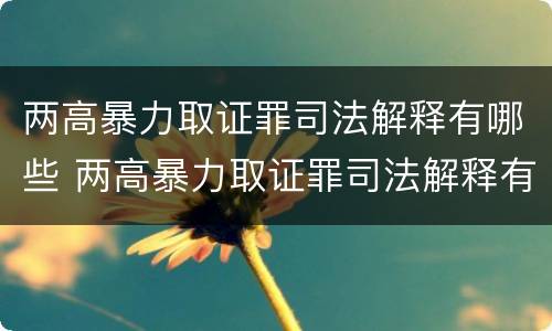 两高暴力取证罪司法解释有哪些 两高暴力取证罪司法解释有哪些内容