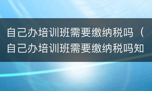 自己办培训班需要缴纳税吗（自己办培训班需要缴纳税吗知乎）