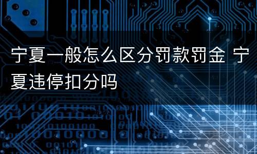 宁夏一般怎么区分罚款罚金 宁夏违停扣分吗