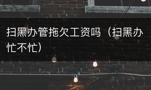 扫黑办管拖欠工资吗（扫黑办忙不忙）