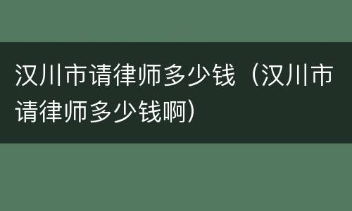 汉川市请律师多少钱（汉川市请律师多少钱啊）