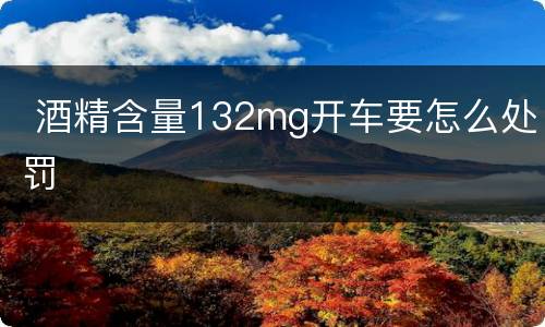  酒精含量132mg开车要怎么处罚