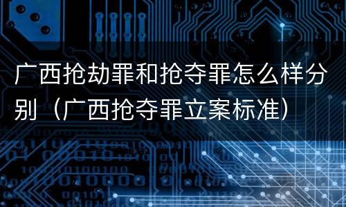 广西抢劫罪和抢夺罪怎么样分别（广西抢夺罪立案标准）
