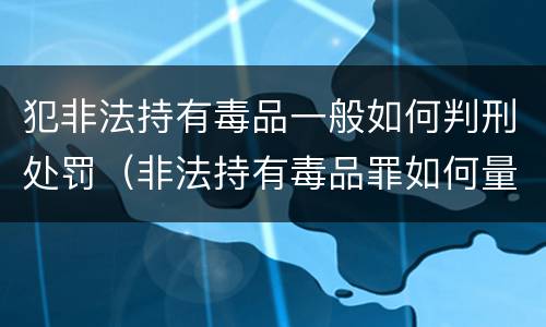 犯非法持有毒品一般如何判刑处罚（非法持有毒品罪如何量刑）