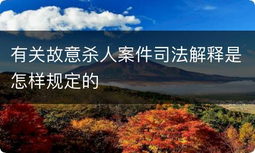 有关故意杀人案件司法解释是怎样规定的