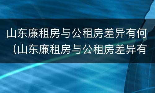 山东廉租房与公租房差异有何（山东廉租房与公租房差异有何意义）