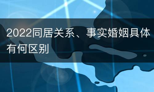 2022同居关系、事实婚姻具体有何区别