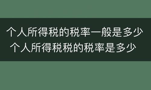 个人所得税的税率一般是多少 个人所得税税的税率是多少