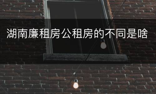 湖南廉租房公租房的不同是啥