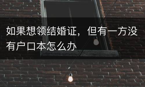 如果想领结婚证，但有一方没有户口本怎么办