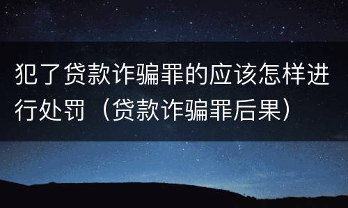 犯了贷款诈骗罪的应该怎样进行处罚（贷款诈骗罪后果）