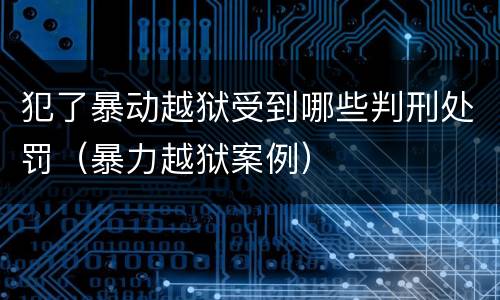 犯了暴动越狱受到哪些判刑处罚（暴力越狱案例）