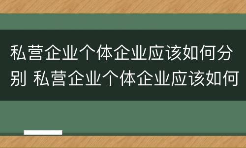 私营企业个体企业应该如何分别 私营企业个体企业应该如何分别管理