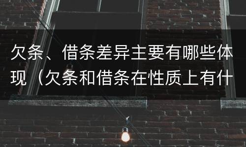 欠条、借条差异主要有哪些体现（欠条和借条在性质上有什么不同）