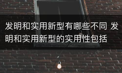 发明和实用新型有哪些不同 发明和实用新型的实用性包括