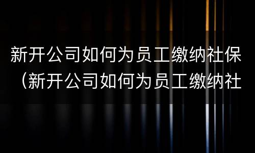 新开公司如何为员工缴纳社保（新开公司如何为员工缴纳社保费用）