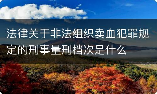 法律关于非法组织卖血犯罪规定的刑事量刑档次是什么