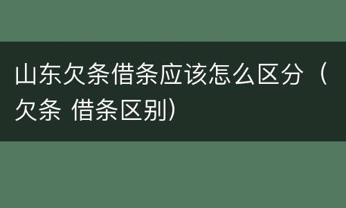 山东欠条借条应该怎么区分（欠条 借条区别）