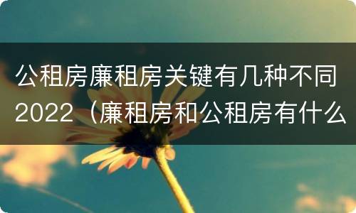 公租房廉租房关键有几种不同2022（廉租房和公租房有什么不同）