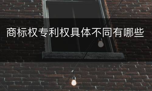商标权专利权具体不同有哪些
