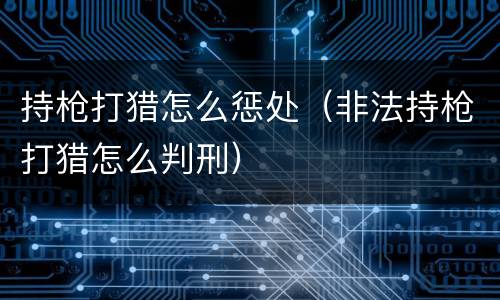 持枪打猎怎么惩处（非法持枪打猎怎么判刑）