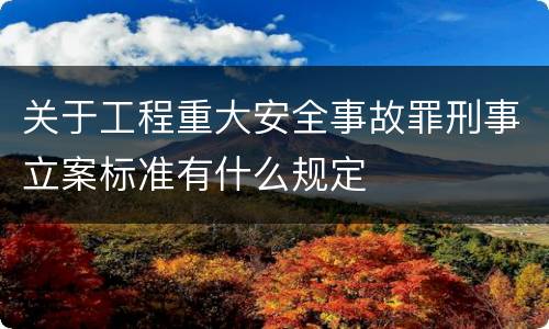 关于工程重大安全事故罪刑事立案标准有什么规定