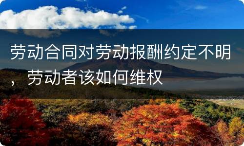 劳动合同对劳动报酬约定不明，劳动者该如何维权