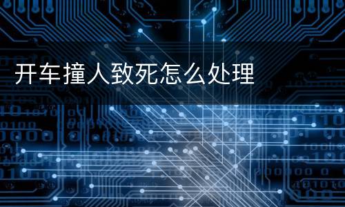 开车撞人致死怎么处理