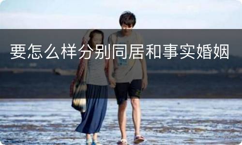 要怎么样分别同居和事实婚姻