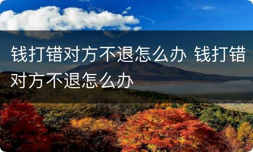 钱打错对方不退怎么办 钱打错对方不退怎么办