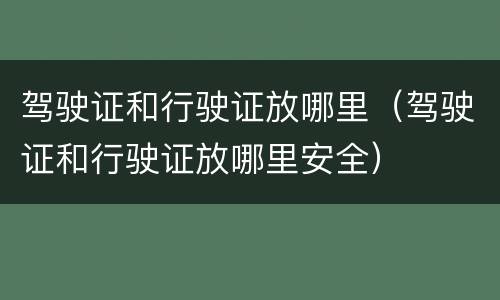 驾驶证和行驶证放哪里（驾驶证和行驶证放哪里安全）
