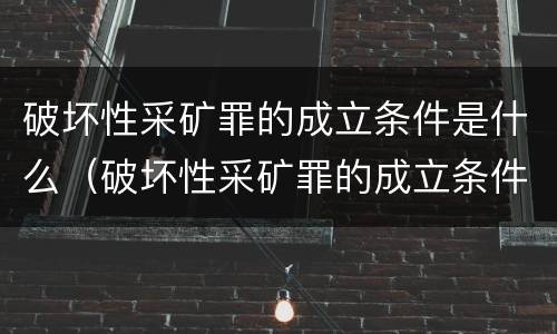 破坏性采矿罪的成立条件是什么(破坏性采矿罪的成立条件是什么呢)
