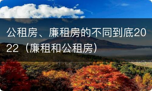 公租房、廉租房的不同到底2022（廉租和公租房）