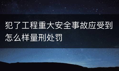 犯了工程重大安全事故应受到怎么样量刑处罚
